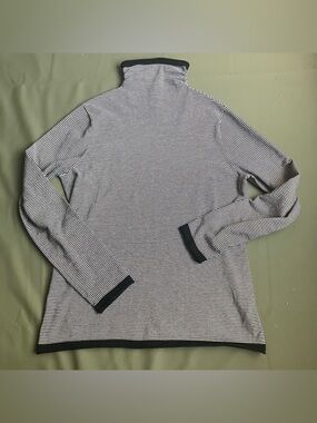 Duluth Trading Co Black & White Striped Turtleneck Layering Top